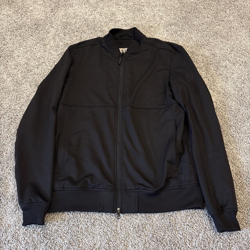 5.11 Tactical Jacket Mens Small Black Kingston Stretch Terry Two Way Zip 78027